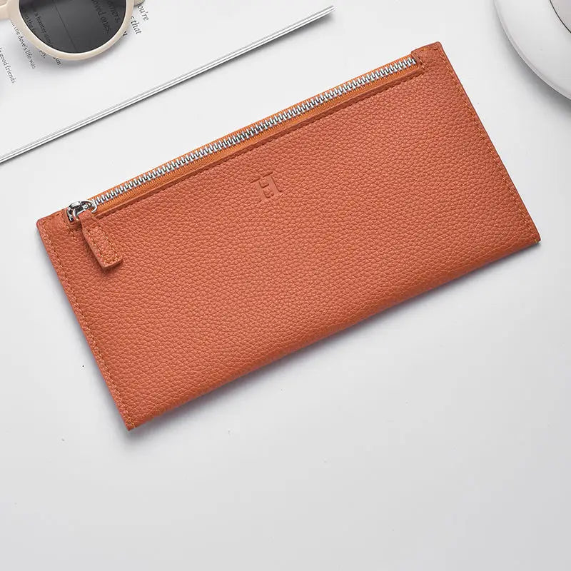 2025 new leather long wallet, women's ultra-thin casual zipper wallet, phone holder, soft leather leather clip,Cosmetic Bag..