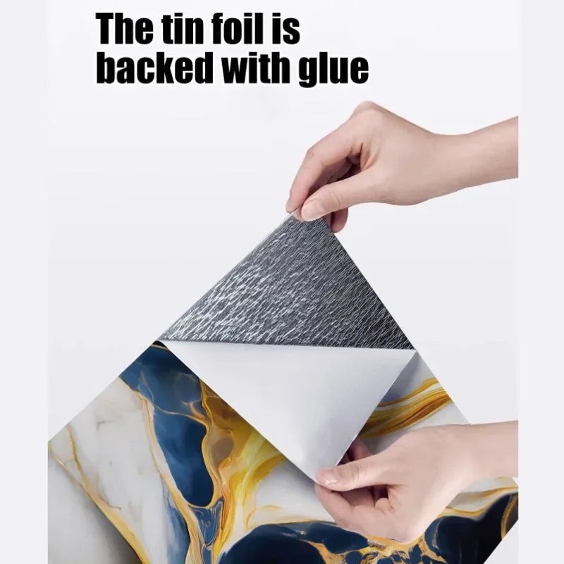 10PCS Waterproof 3D Ceramic Tile Sticker Imitation Marble Self Adhesive Wall Floor Sheet for Home Renovation Decoration Use