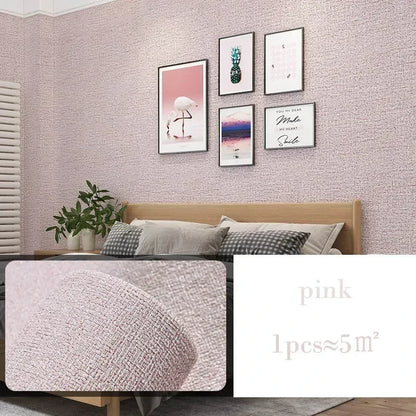 10 m 3D verdickte selbstklebende Tapete Leinen schlicht Kieselalgen Schlamm Wandaufkleber Farbe Dekor Renovierung Antikollision Home Decor