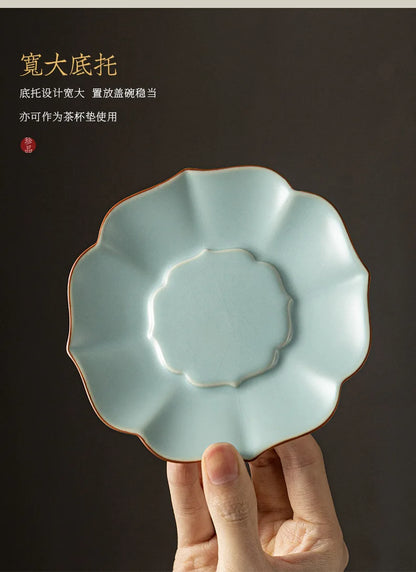 155ml Imitation Song Dynasty Azure Ru Kiln Gaiwan Porcelain Bowl Tea Bowl Tea Tureen Tea Brewing Cover Bowl Chinese Tea Set Gift.
