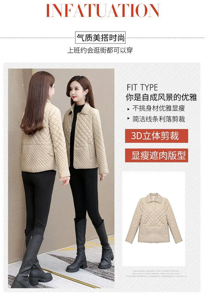 Herbst Winter Frauen Midi Plaid Stepp Mäntel Mode Weibliche Koreanische Kleidung Neue Feste Beiläufige Verdicken Warme Langarm Jacken