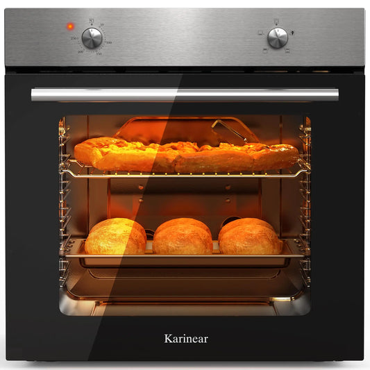 Karinear Electric Oven 65L Oven Built in Oven with accessories, Knob Control wtih 4 Functions 2200W Plug and Play 220V 60cm Wide.