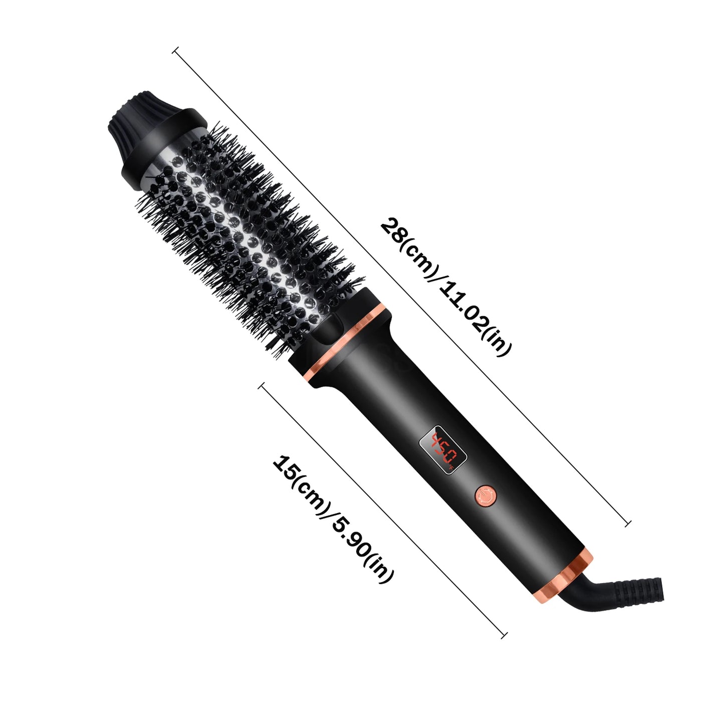 Curling Iron Brush PTC Heated Thermal Brush Ceramic Hair Curler Hot Brush Create Loose & Volume Curls Heating Hair Styling Brush
