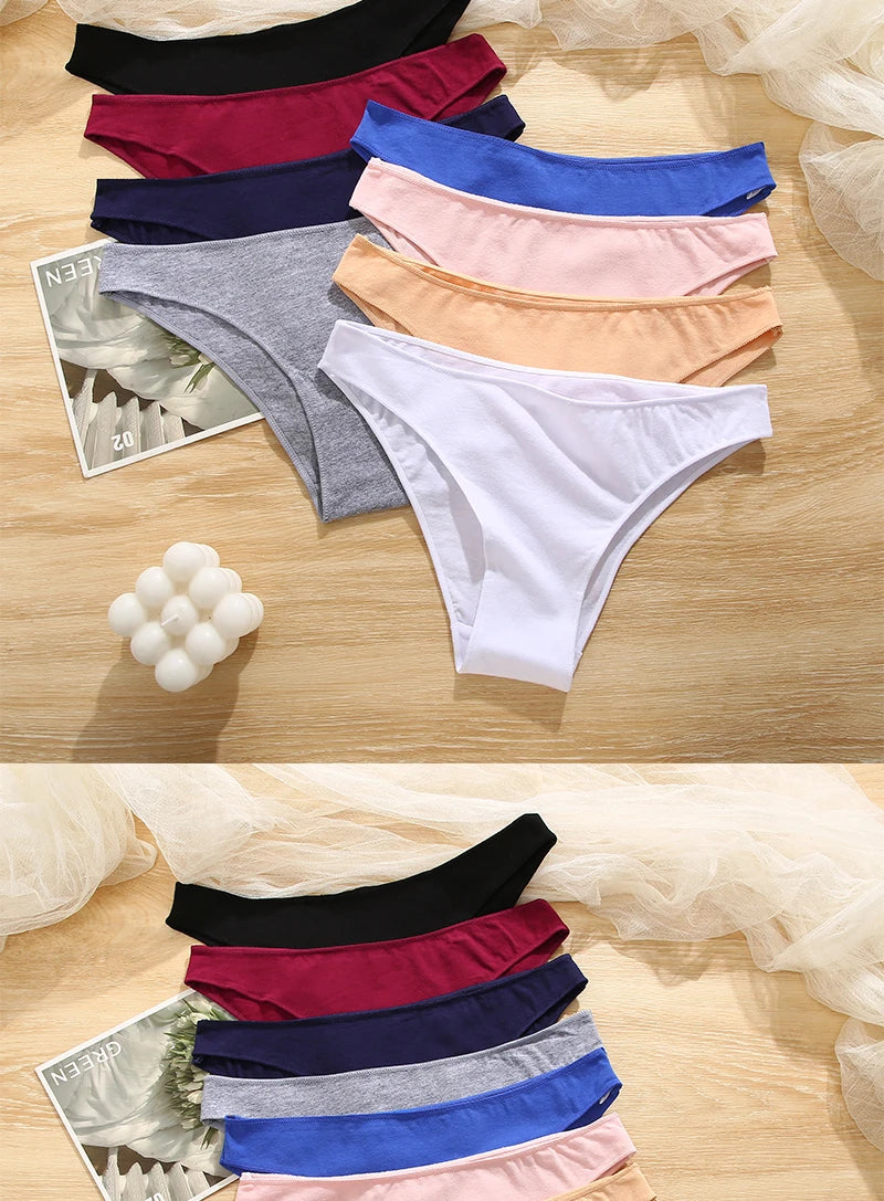 FINETOO 5PCS/Set M-XXL Panties Women Cotton Lingerie Woman Underwear Sexy Femme Underwear Girls Underpant Panty 7 Solid Colors.