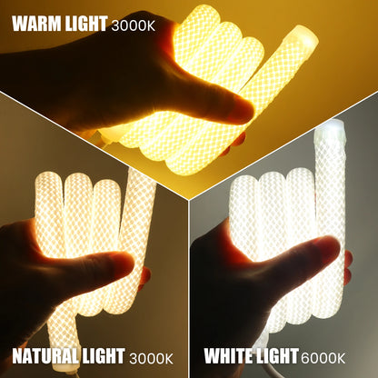 Dimmable LED Neon Tube 360 Degree Round Reticulate Flexible Silicone Tape 240LEDs Waterproof LED Strip Light 12V 24V.