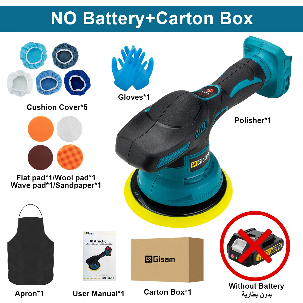 G perfil Akku-Autopolierer, 8 Gänge, verstellbar, automatisch, elektrisch, Wachsen, Schleifen, Versiegelung, Glasur, Elektrowerkzeug, passend für Makita 18 V Akku-Stift