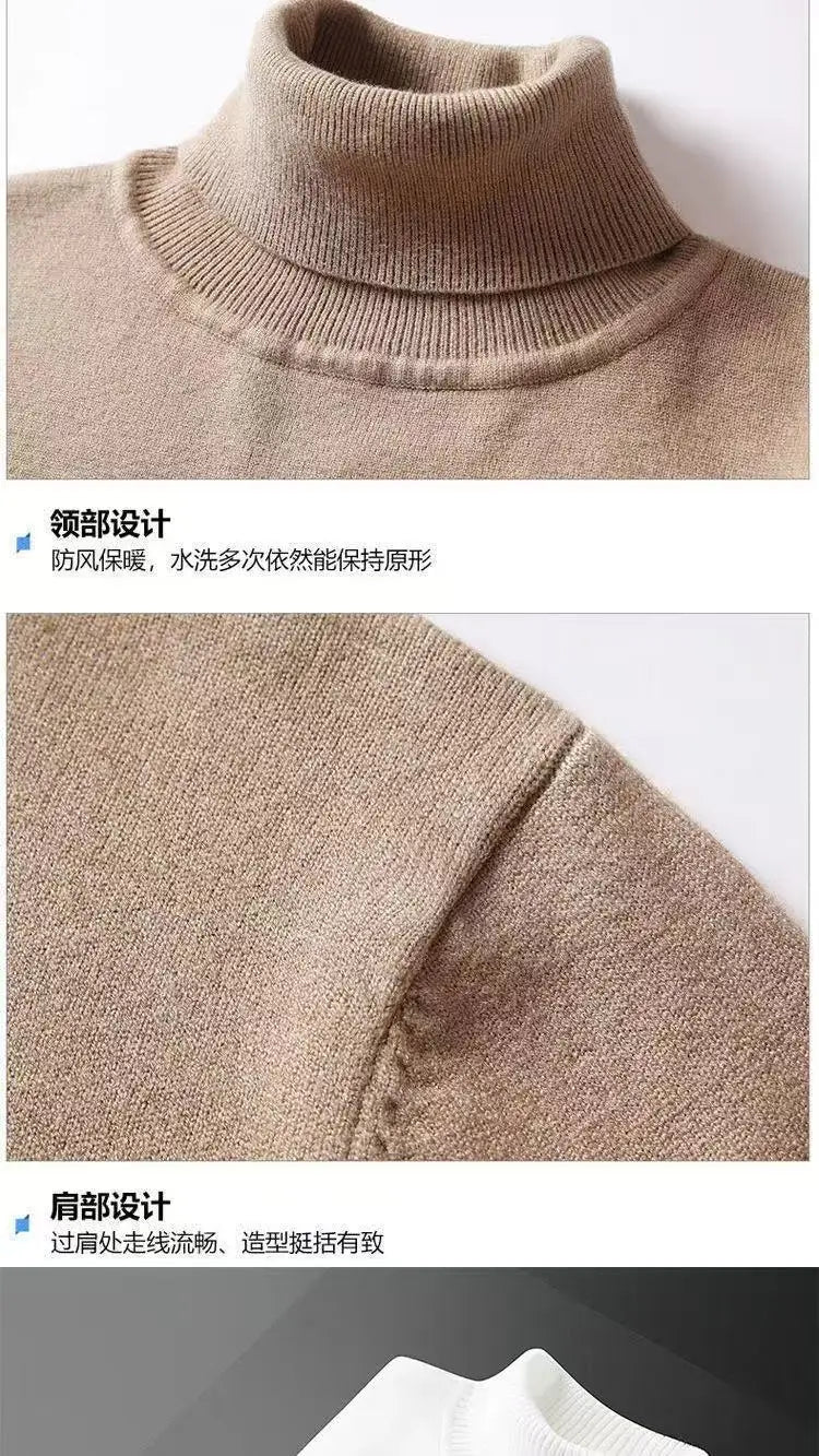 Turtleneck sweater men plus cashmere warm autumn and winter with boys men's black winter sweater base.