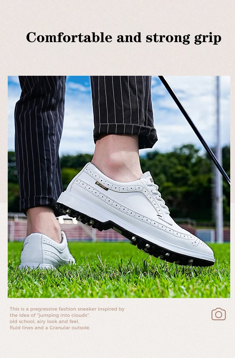 Fashion Men Golf Shoes Leather High-Quality Sports Shoes Non-Slip Waterproof Golf Professional Training Shoes Large Size 39-47.