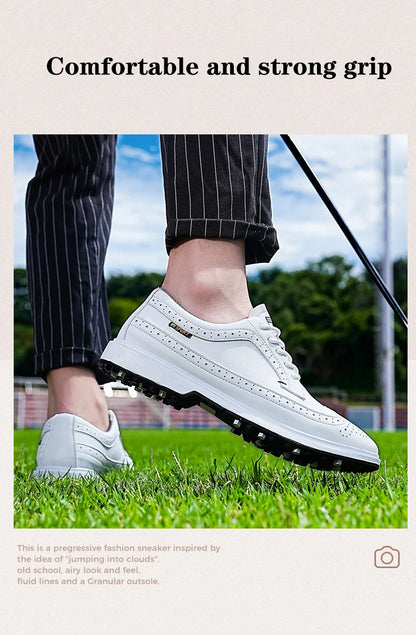 Fashion Men Golf Shoes Leather High-Quality Sports Shoes Non-Slip Waterproof Golf Professional Training Shoes Large Size 39-47.