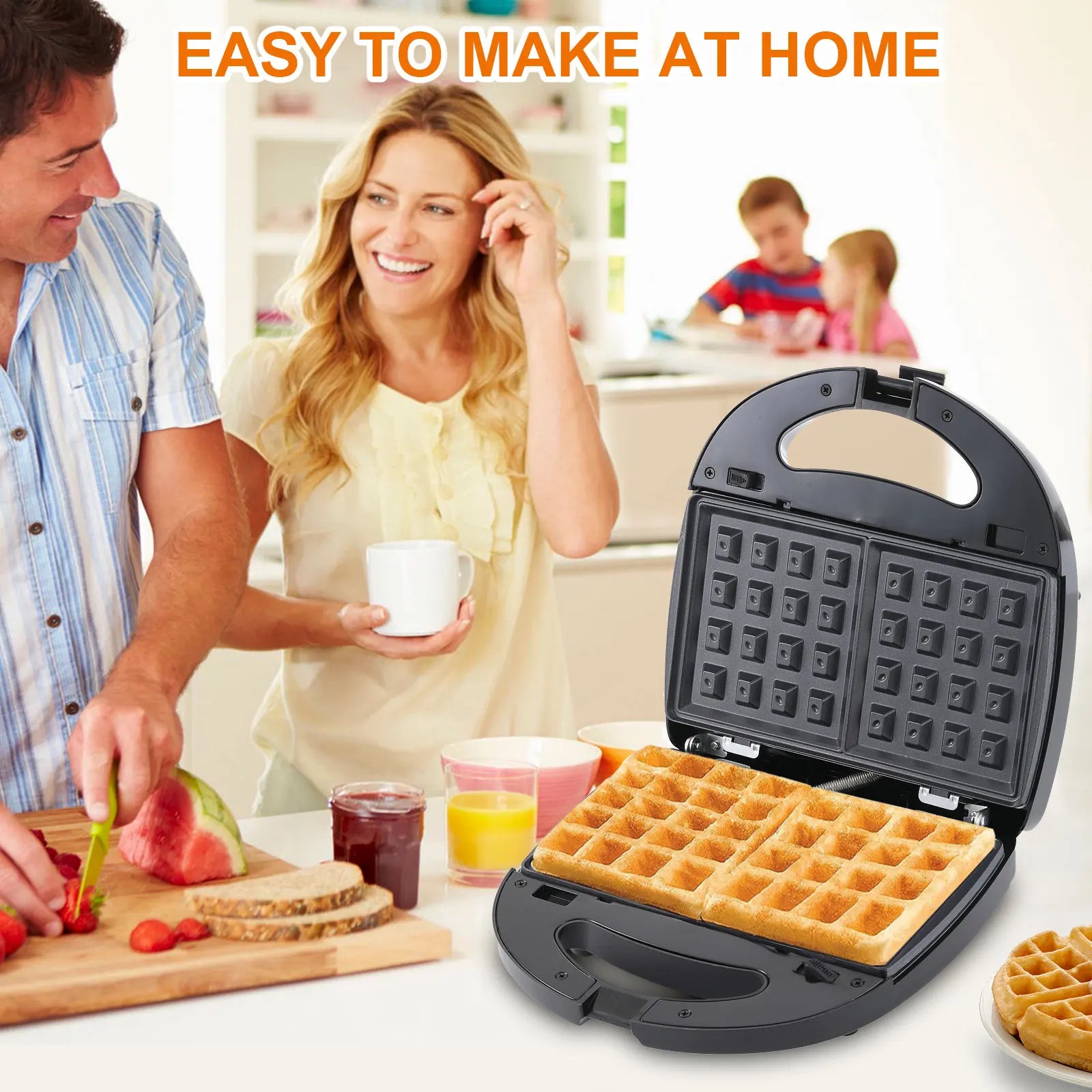 Sandwich Maker 6 in 1 Waffle Maker 750 W Sandwich Toaster with 6 Removable Non-Stick Grill Plates Waffle Iron Breakfast Machine.