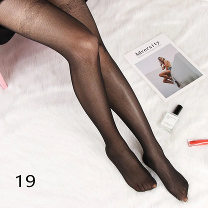 Sexy Women love Dot Embroidery Silk Stocking Thin Vintage Faux Tattoo Thigh Sheer Pantyhose Female Elastic Hosiery girls Tights