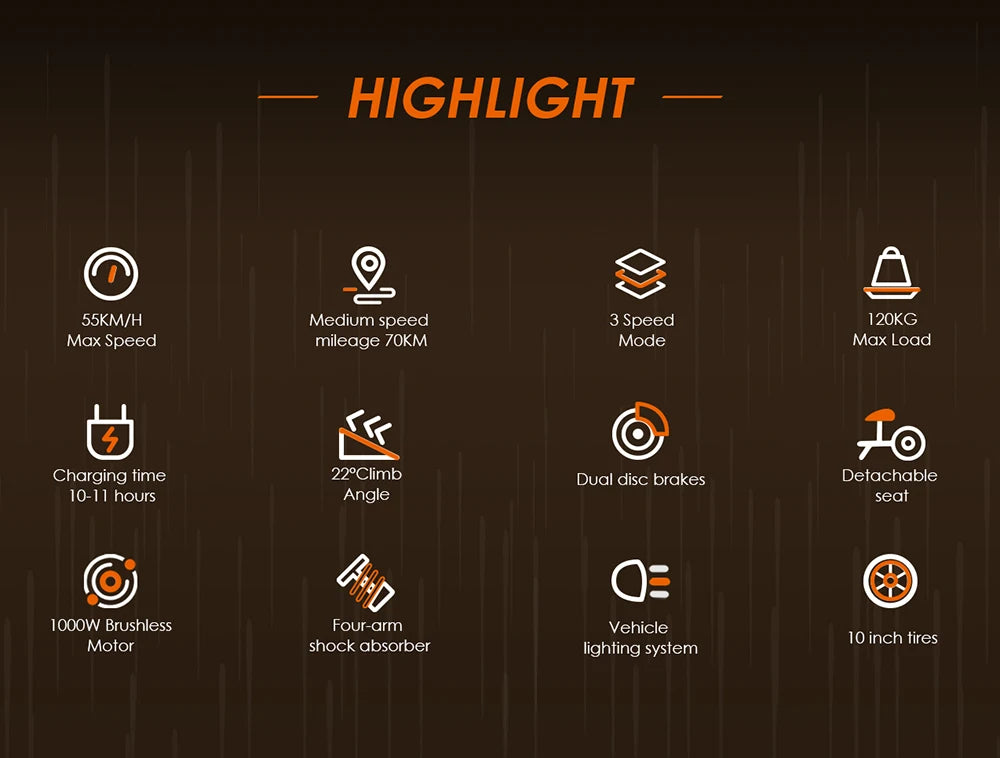 KuKirin G2 Max Electric Scooter 10 "Off-road Tire 1000W 55 Km/h Max Speed 48V 20.8Ah 70km Range Detachable Seat Adjustable Heigh.