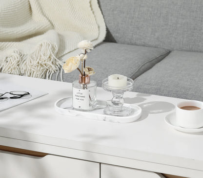 Bathroom Vanity Tray Oval Soap Dispenser Tray 10" Marble Kitchen Counter Trays Resin Bathroom Tray for Counter Toilet Tank Tray.