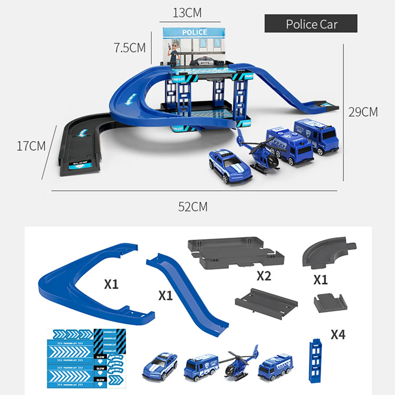 Parking Track Car Children Toys Police Cars Fire Engines Engineering Vehicle Ramp Road Construction Inertial Sliding Track Games.