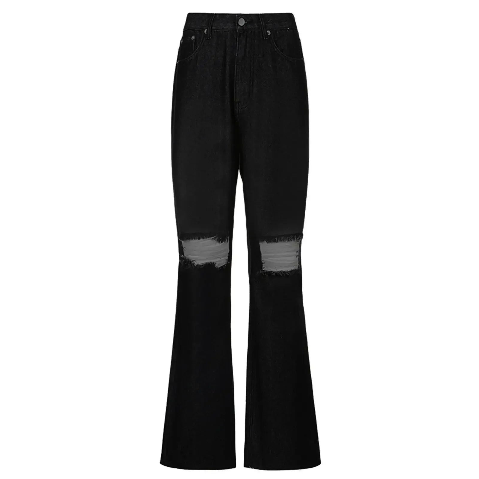 Women's Spring and Fall New Fashion Casual Ripped High-waisted Slightly Flared Pants Jeans Slim-fit Wash Jeans Long Pants Y2k.