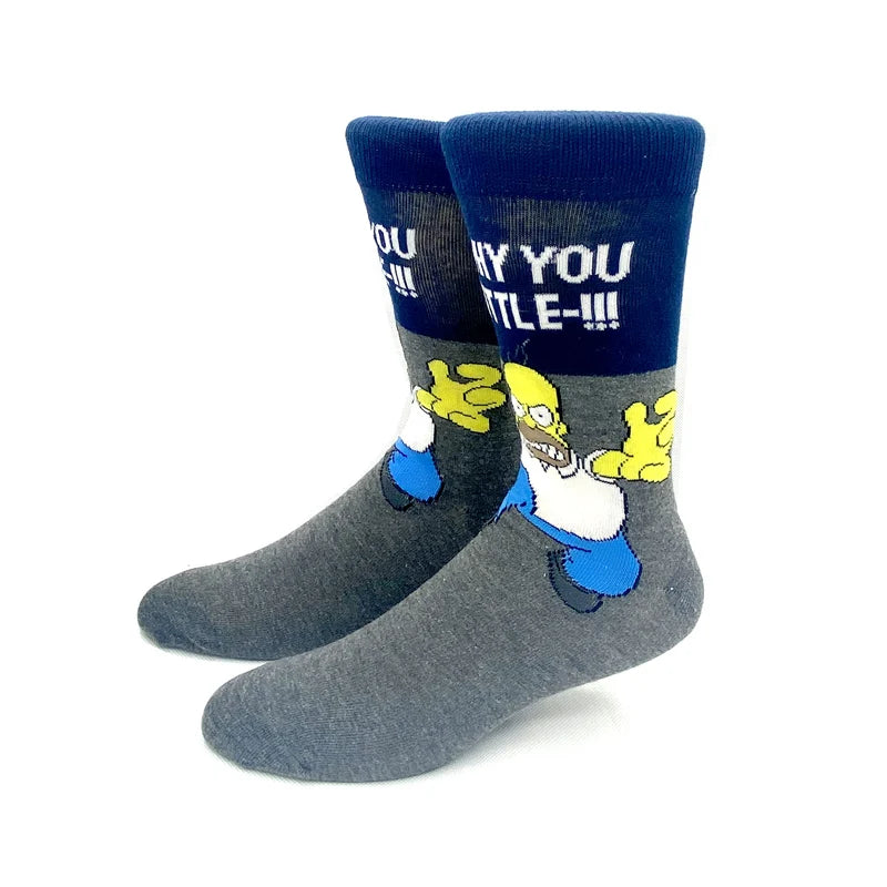 New 1 Pair The Simpsons Harajuku Women Men Socks Cartoon Personality Skateboard Socks Anime Middle Tube Cotton Unisex Socks