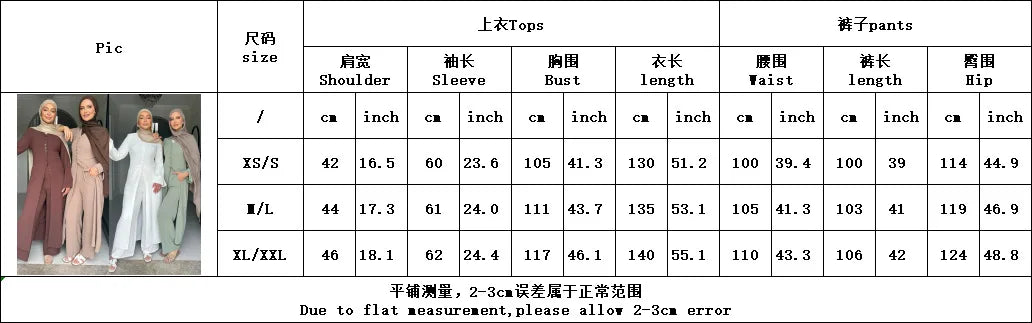 Muslim Abaya Two Piece Muslim Set for Woman Ramadan Dress Islamic.