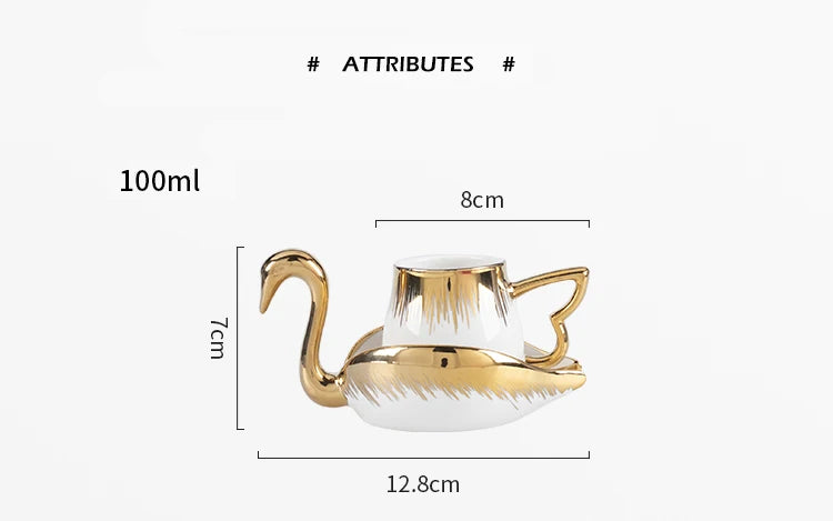 Luxury Ceramic Mug with Saucer European Retro Swan Shape Afternoon Tea Coffee Cup and Saucer Set Home Creative Drinkware Gift.
