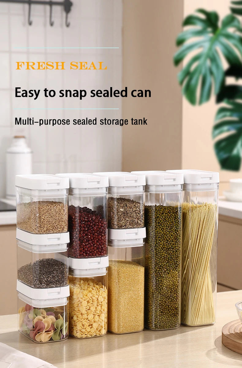 Pasta Storage Box Transparent Plastic Grain Seal Tank Spaghetti Storage Container Moisture-Proof Snack Jar Kitchen Food Tank.