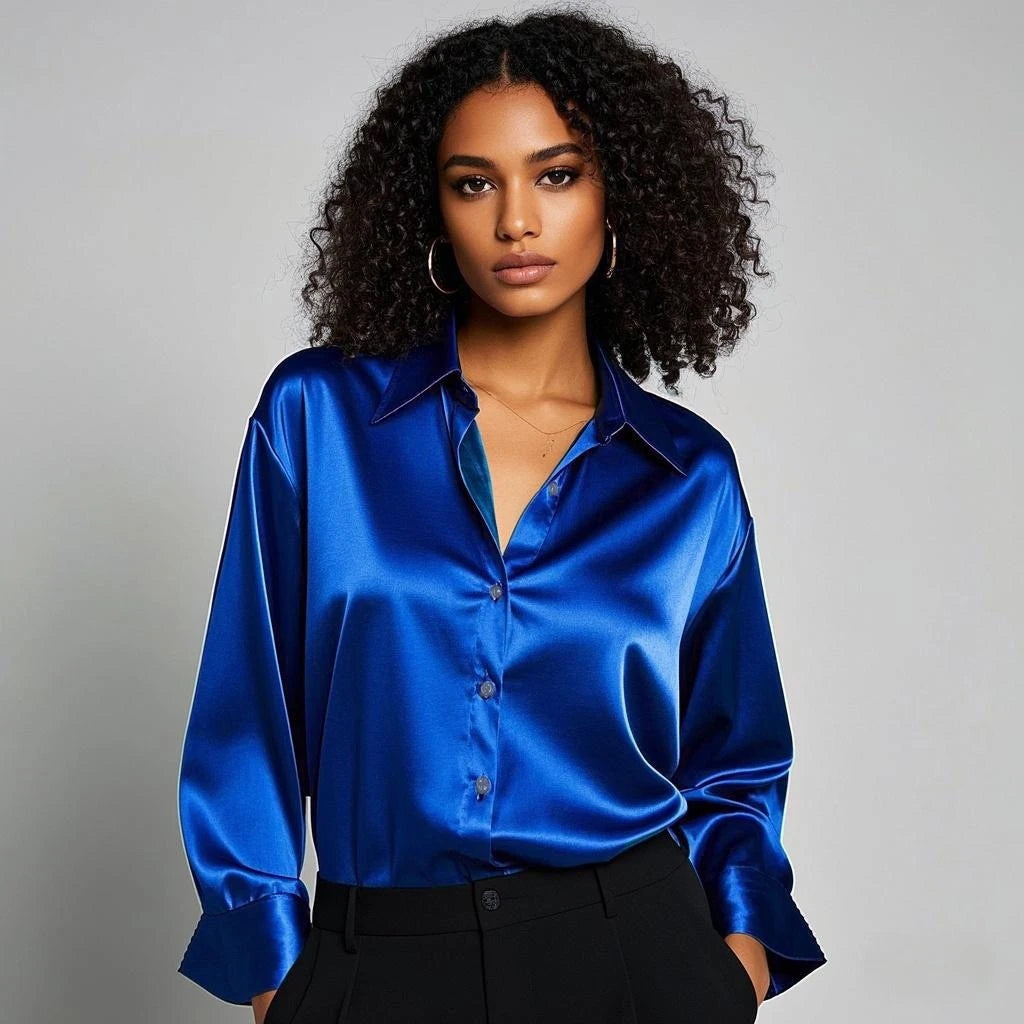Korean Chic Office Lady's Satin Shirts Matching Elegant Female Blouse 2025 Summer New In Women's Shirts & Blouses Trend Tops.