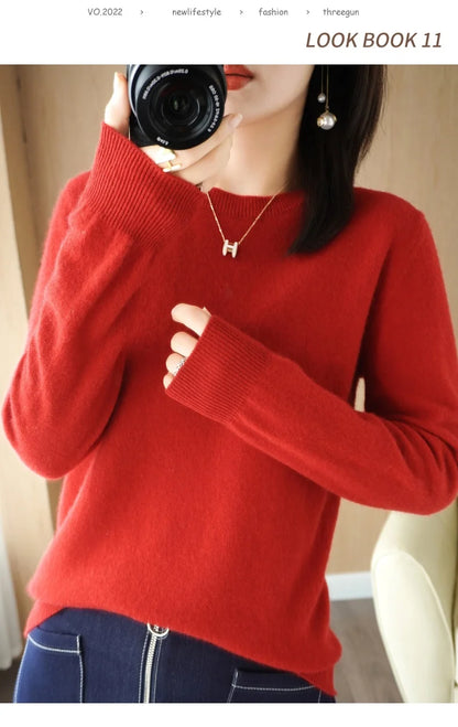 Herbst Winter frauen Pullover Oansatz Kaschmir Solide Pullover Schlank Bodenbildung Shirt Langarm Casual Grundlegende Pull Femme Pullover