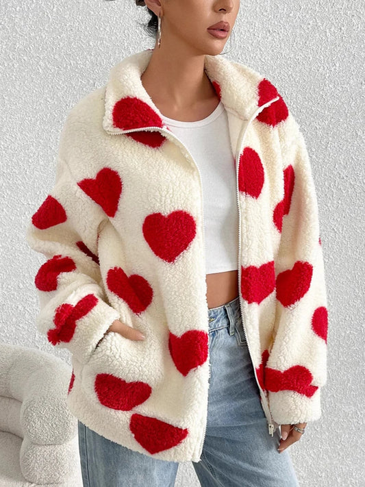 Damen-Fleece-Winterjacke aus warmem Plüsch mit Reißverschluss, lässige Damenbekleidung, Fleecemantel, Winterkleidung für Damen-Oberbekleidung