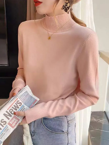 Herbst Winter Chic Bottom Pullover Frauen Mode Rollkragen Pullover Lose Langarm Gestrickte Jumper Weiche Warme Pull Femme Top