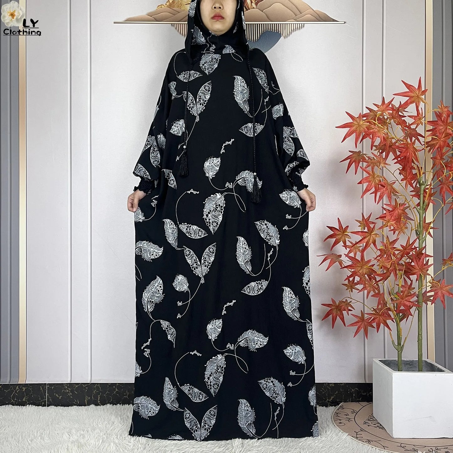 2025Hot Sales New Ramadan Muslim Double Hat Women Abaya Prayer Garment Islam Turkey Arabic Femme Abaya Prayer Kaftan Loose Robes