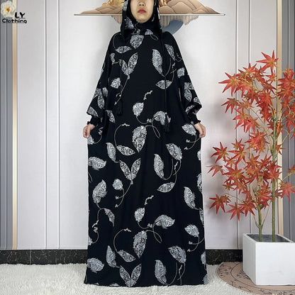 2025Hot Sales New Ramadan Muslim Double Hat Women Abaya Prayer Garment Islam Turkey Arabic Femme Abaya Prayer Kaftan Loose Robes