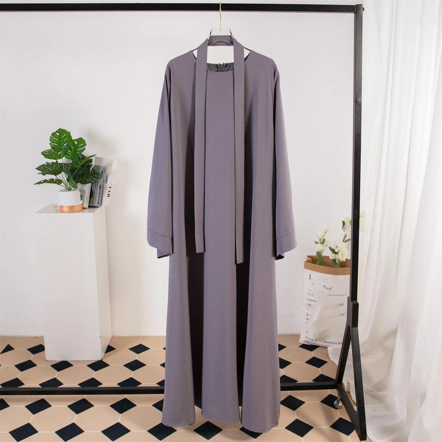 Muslim Abayas Long Maxi Prayer Dress Women Kaftans with Belt Full Sleeve Islamic Clothing Women Jilbabs Ramadan Dresses.