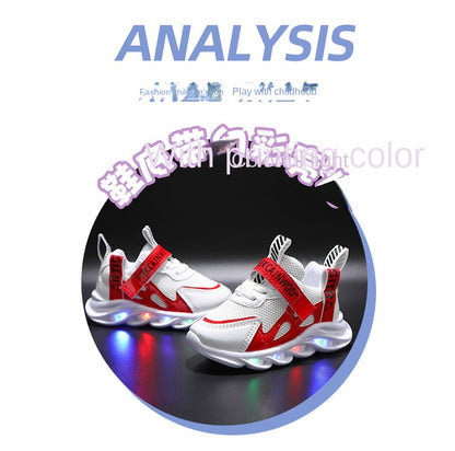New LED Children Glowing Shoes Baby Luminous Sneakers Boys Lighting Running Shoes  Kids Breathable Mesh Sneakers.