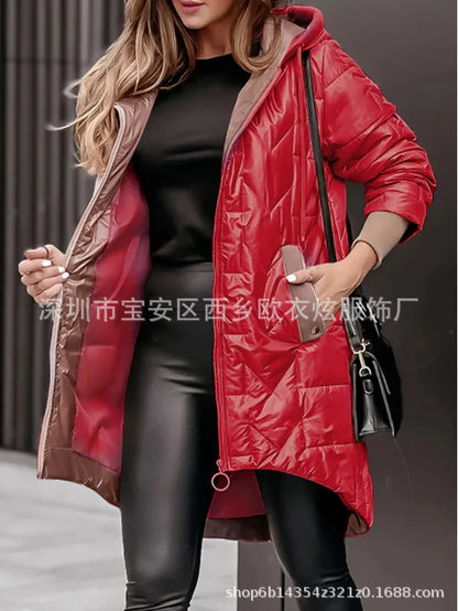 Herbst Winter 2025, neue Mode für Damen, lässig, trendig, täglich, einfach, Basic, langärmelig, mit Kapuze, Steppmäntel, weibliche Kleidung, Parkas