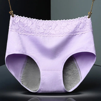 1pcs Cotton Womens Mid Waist Leak Proof Menstrual Panties Females Lace Widen Period Physiological Briefs Ventilate Comfort Panty.