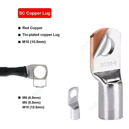 Soft Car Battery Silicone Cable with M6 M8 M10 Lug Red Black 8 6 4 3 0 AWG Electrical Wire for Auto RV Solar Panel Inverter UPS.