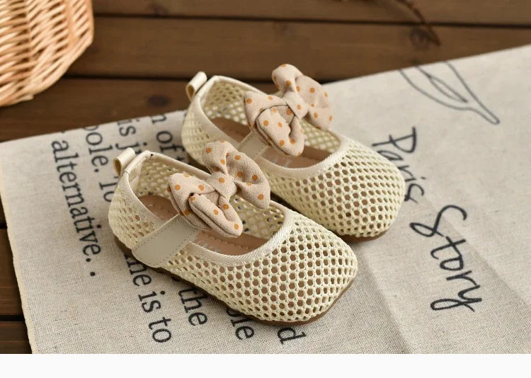 Children Girls Mesh Sandals Baby Summer Toddlers Fashion First Walker Shoes Causal Bowknot Sweet Kids Soft Sandals Breathable.