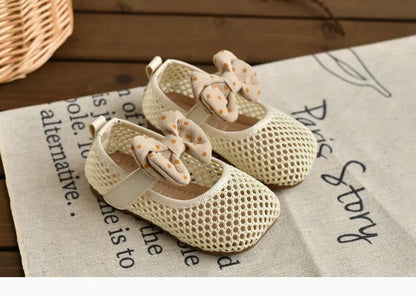 Children Girls Mesh Sandals Baby Summer Toddlers Fashion First Walker Shoes Causal Bowknot Sweet Kids Soft Sandals Breathable.