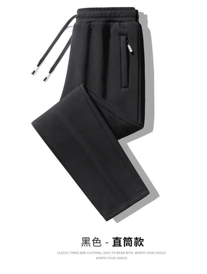 Winter Men's Cotton Fleece-Lined Sweatpant Men Plush Thick Lambswool Thermal Drawstring Trousers Casual Comfortable Sports Pants.