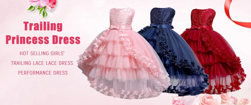 Neues Blumenmädchen-Hochzeitskleid Mädchen-Partykleider, elegantes Mädchen-Walking-Show-Abendkleid für 4–12 Jahre alte Kinderkleidung.