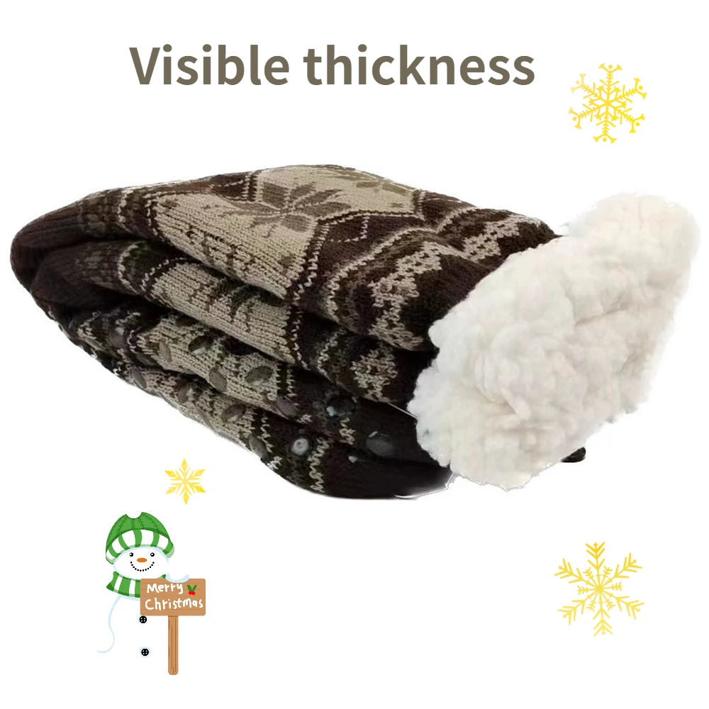 Mens Fluffy Sock Thermal Winter Warm Short Soft Non Slip Floor Fuzzy Fleece Plush Grip Sleeping Slipper Sock Male Christmas Gift.