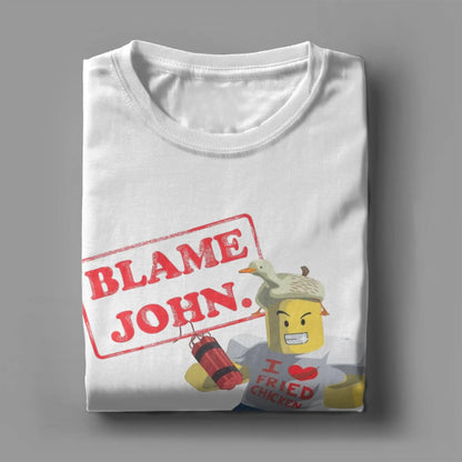 Men Women Shedletsky Blame John Forsaken T Shirts Meme Robloxs 100% Cotton Tops Short Sleeve Tee Shirt Graphic Printed T-Shirts.