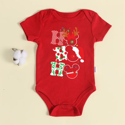 Weihnachten Neugeborene Baby Roten Strampler 100% Baumwolle Baby Mickey Print Infant Outfit Baby Mädchen Jungen Body Disney Kleidung Weihnachten Geschenk.