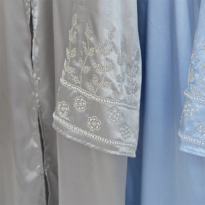 Ramadan Eid Open Beading Kimono Abaya Dubai Muslim Prayer Clothes Women Kebaya Kaftan Dress Islam Robe Arabe Femme Musulmane.