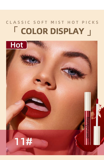 QIBEST Matte Liquid Lipstick Waterproof Long Lasting Lip Gloss Velvet Mate Nude Red Tint Tube Lipsticks Lipgloss Makeup Cosmetic.