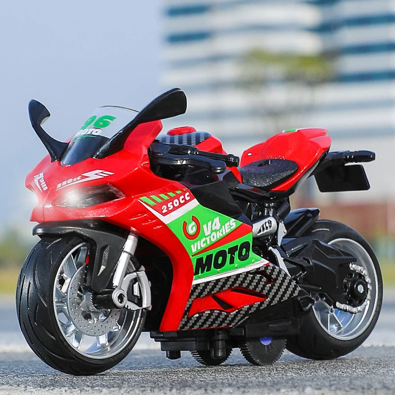 1:12 Sound Light Motorcycle Alloy+Plastic Moto Car Model Diecast Play Vehicles Decoration Collection Boy Toys For Children Gift.