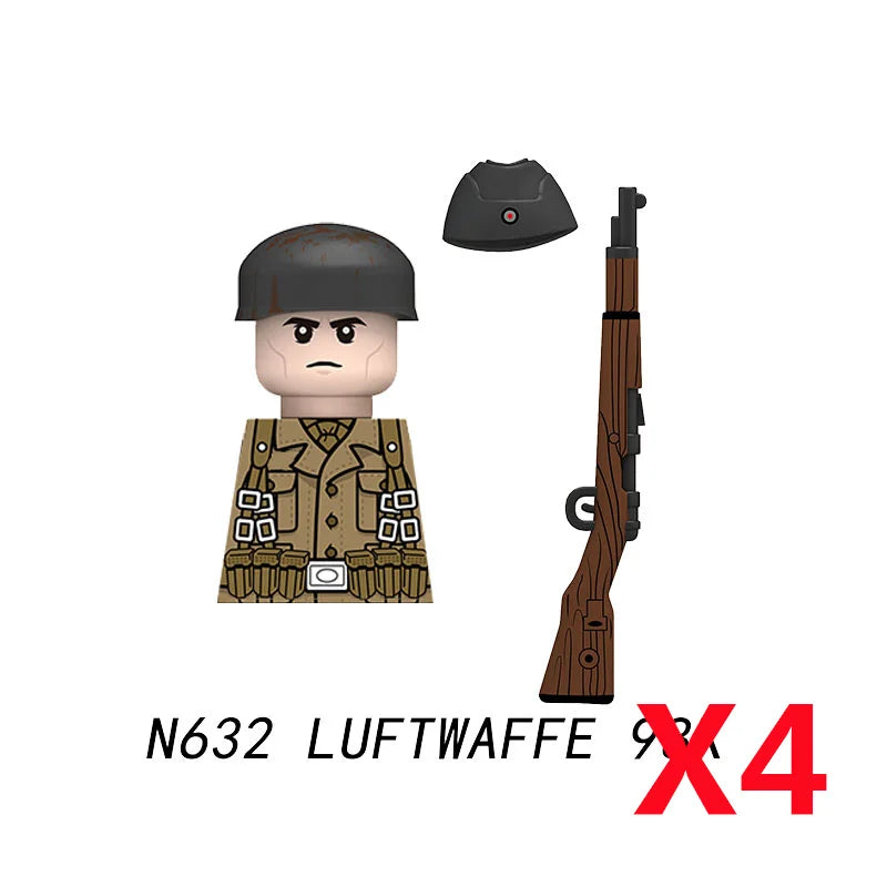Military WWII Figure Building Blocks Accessories MP40 Rocket Launcher MG42 Officer Army Camouflage Soldier Pzf 98K Toy Gift N029