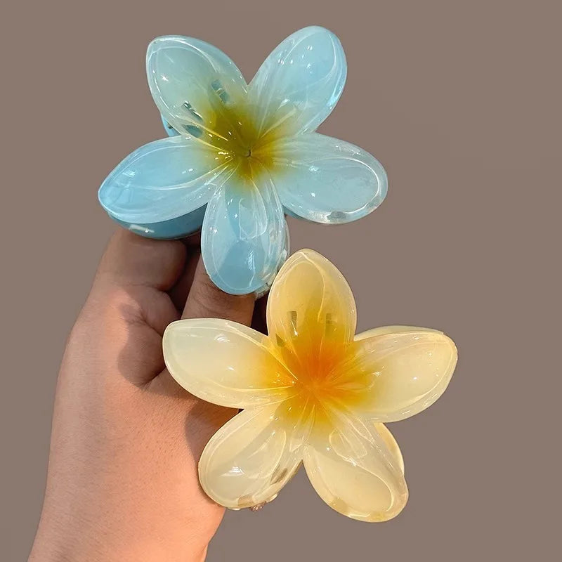 New Hawaiian Gradient Hair Clips Women Flower Hair Claws Shark Hairpins Vacation Beach Style Hairpins Hair Accessories