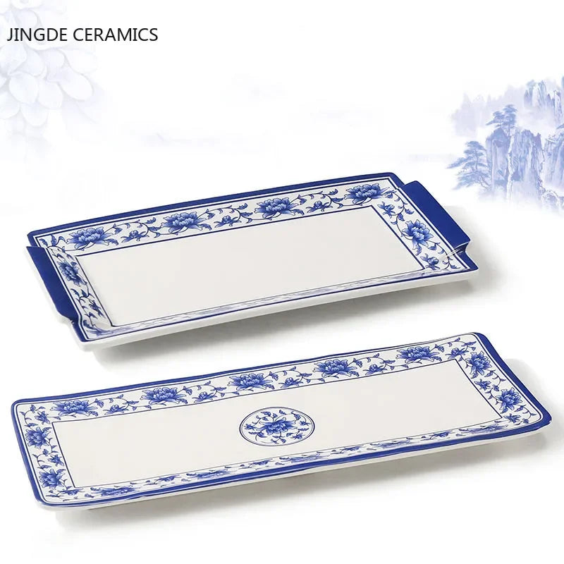 1pc Food Grade Plastic Dinner Plates Chinese Melamine Plastic Is Not Easy To Break Rectangular Plate Restaurant Kitchen Supplies.
