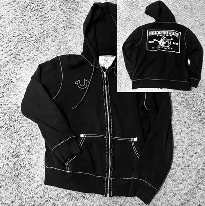 American Y2K Retro Zipper Up Hoodie Clothes Harajuku Hip HopCasual Zip Jacket Tops Goth Oversized Hoodie Sweatshirt Men Women.