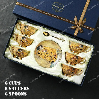 Egyptian Couple Coffee Cup European Bone China Coffee Cup Dish Set Ceramic Retro English Afternoon Tea Cup Set Coffee Mug.