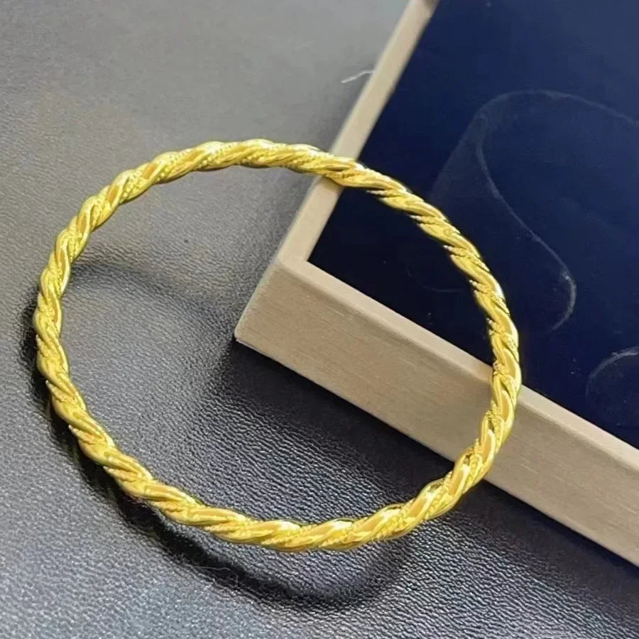 Real 18k Golden Fried Dough Twists Bracelet for Woman 18K No Demolding Fine Jewelry Luxury High-quality Bracelet.